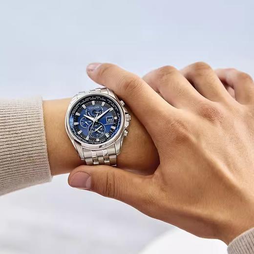 西铁城/CITIZEN光动能万年历多局电波不锈钢男表空中之鹰AT9120-89L 商品图2