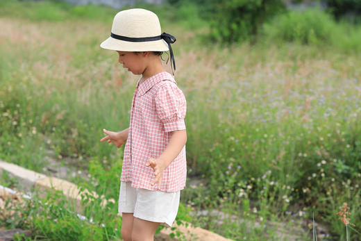 SYZBX015 泡泡袖格子衫 80-120 商品图2