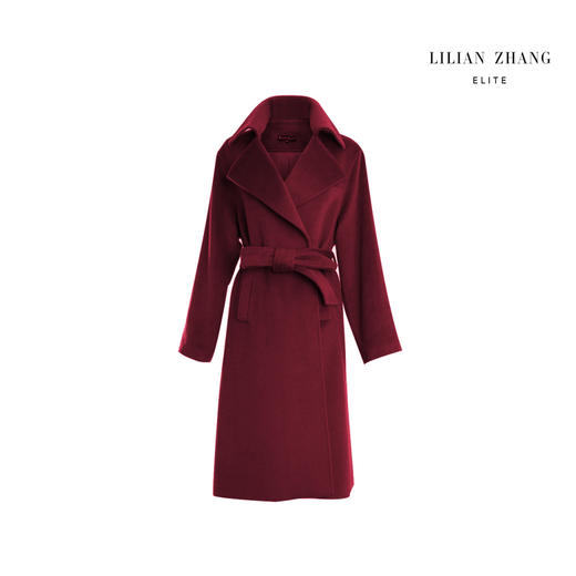 轻奢羊绒袍式大衣 - 时尚百搭简约风秋冬系带中长款外套  1506016 商品图0