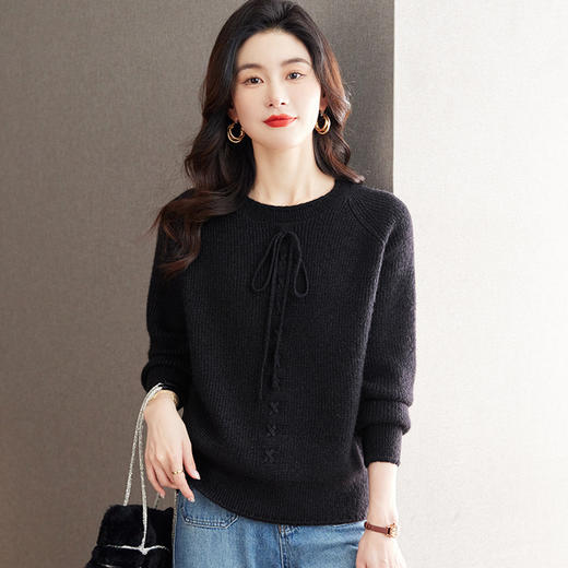 秋冬内搭打底衫，小个子短款毛衣女配裙子系带上衣CC-15-1909 商品图1