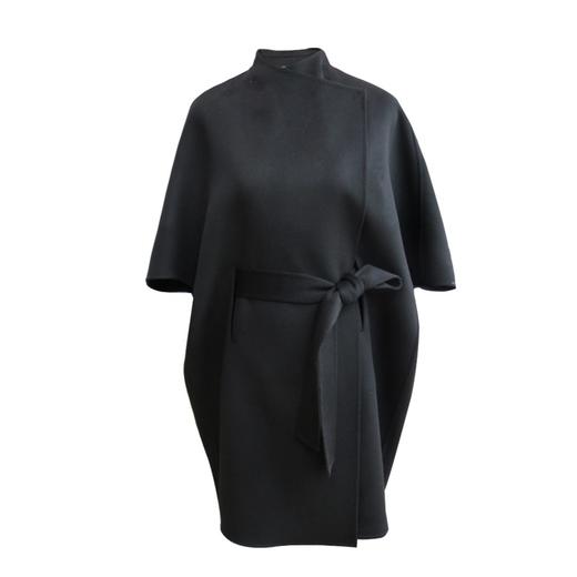 双面绒系带斗篷大衣 - 宽松休闲街头羊毛羊绒中长款外套 1906002 商品图2