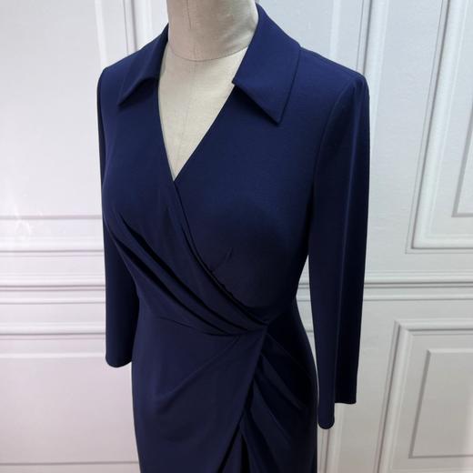 定制—自然意境—优雅绽放 褶饰针织纯色修身收腰连衣裙 2301001 商品图2