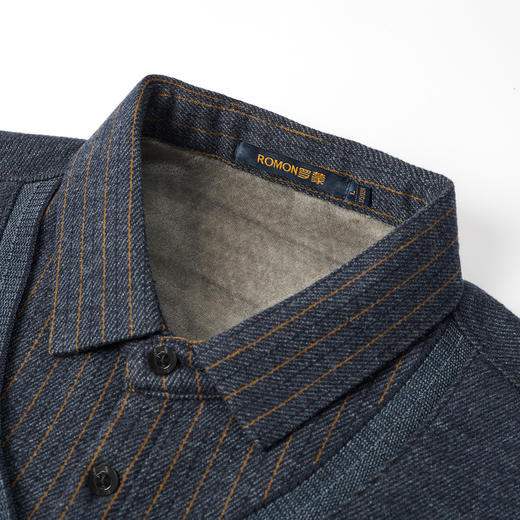 27DKYP2292R【加绒加厚】罗蒙秋冬男装假两件衬衫胸标点缀针织衫男加绒毛衣男加绒衬衫男长袖 商品图6