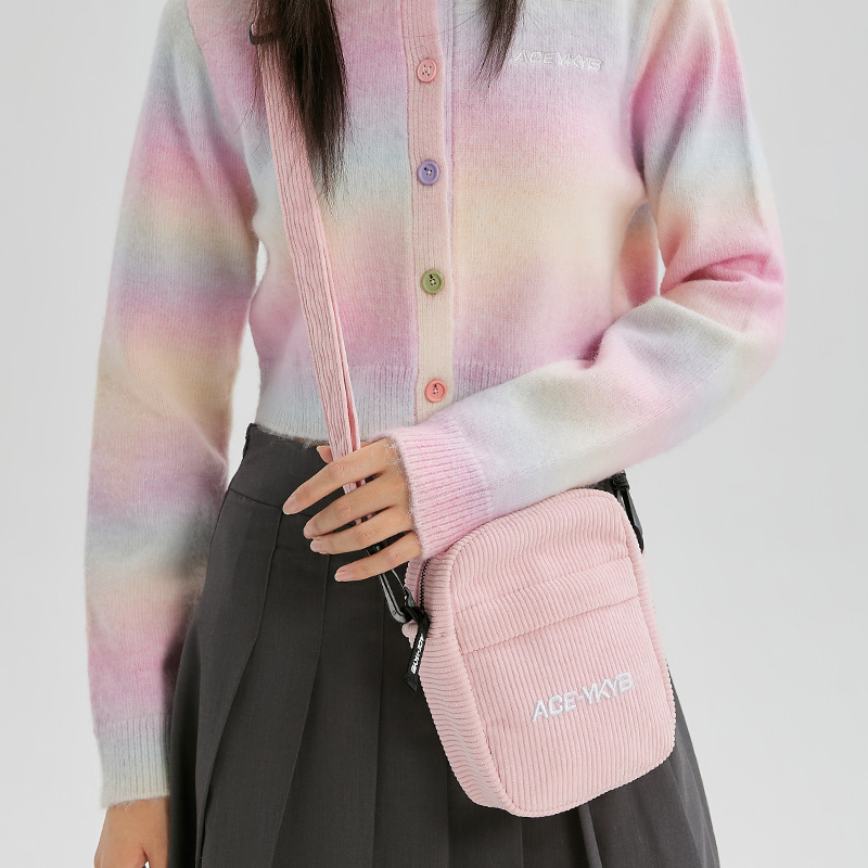 YKYB灯芯绒斜挎包复古多色简约百搭背包
