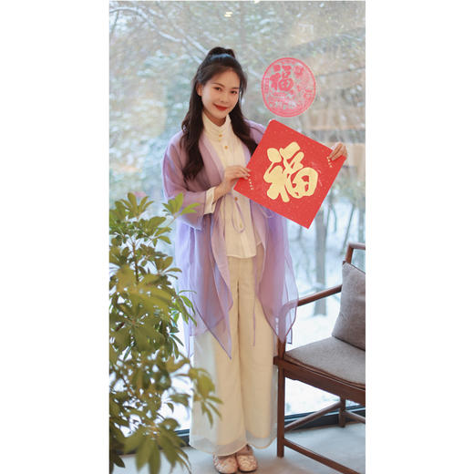 【抖音专属】【贺春系列】飘纱开衫（24710032-紫菂） 商品图4