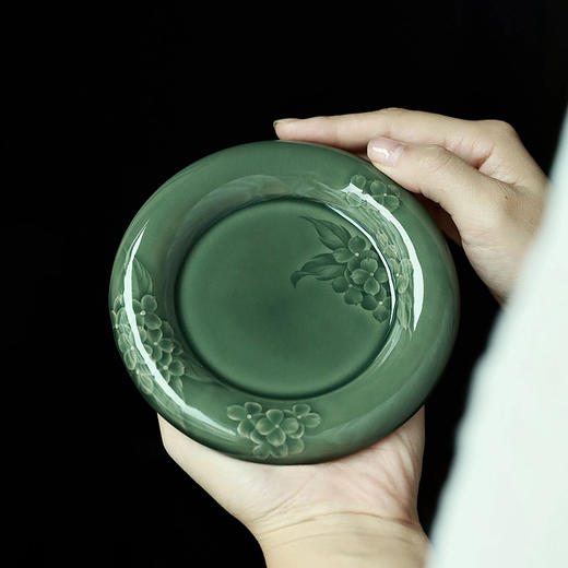 严少英無尽夏盖碗龙泉青瓷手工茶具梅子青釉茶碗三才 商品图2
