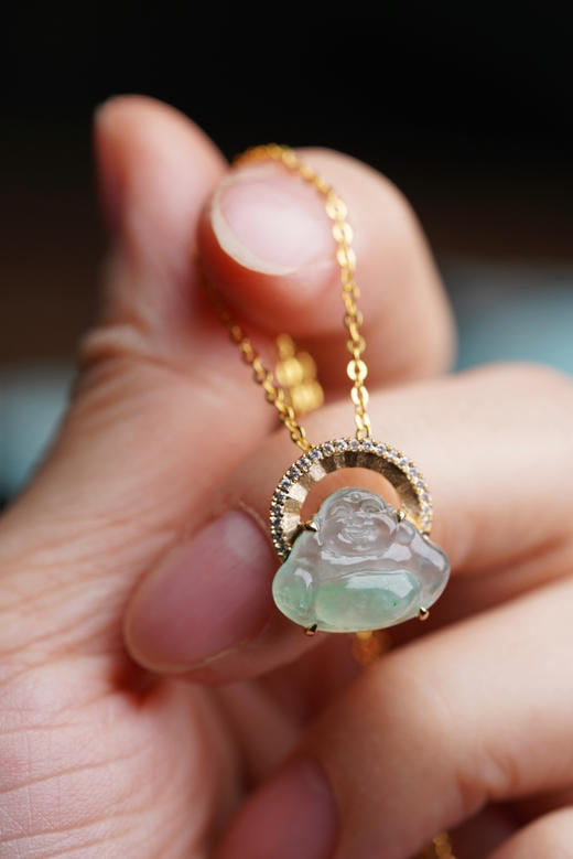 原创设计｜18k金钻甜甜的翡翠佛 商品图4