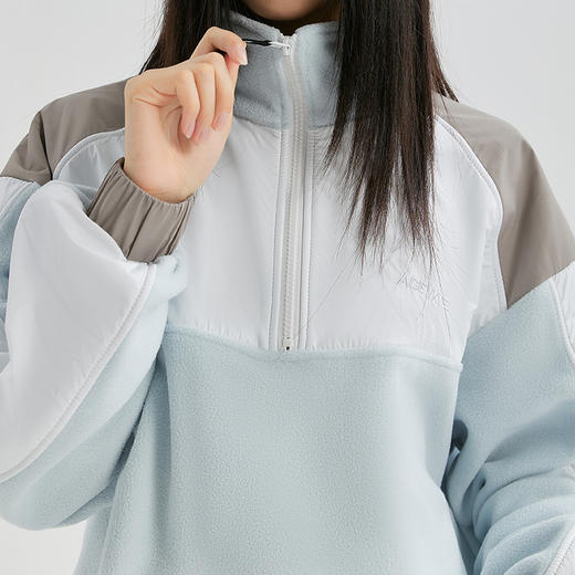 YKYB立领拉链卫衣潮冬季蓝白拼接撞色外套摇粒绒加厚保暖宽松上衣 商品图2