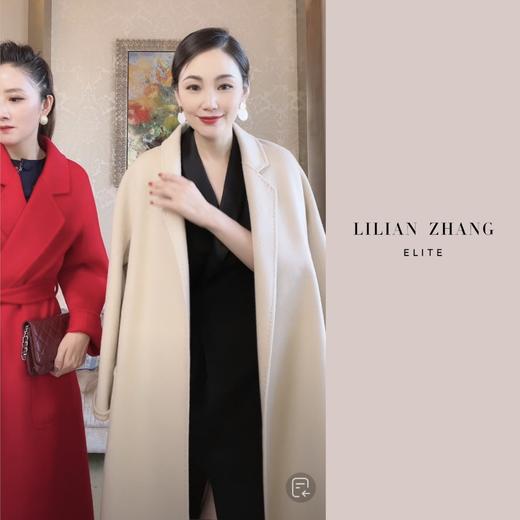 定制-【米兰女郎】高端水波纹羊毛双面呢长款通勤大衣1906310 商品图1
