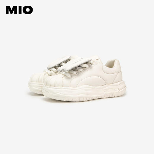MIO米奥春季休闲板鞋贝壳圆头时尚溶解鞋小众厚底小白鞋女M241586173 商品图3