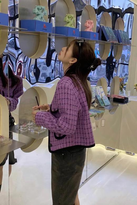 ANSUABEL 紫色酷感撞色小香风粗花呢外套 17123 商品图4