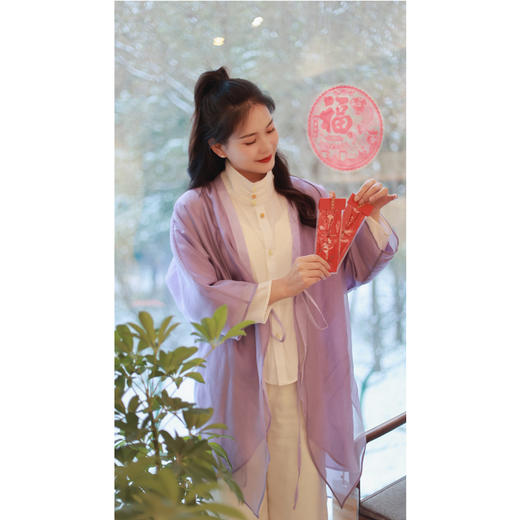 【抖音专属】【贺春系列】飘纱开衫（24710032-紫菂） 商品图2