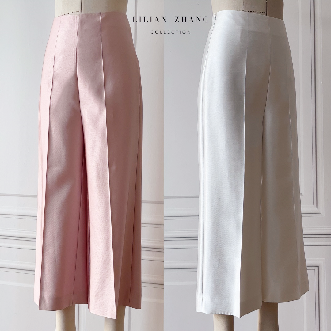 法式风气质中高连腰九分筒裤、休闲宽松丝毛感显瘦阔腿裤 2204020