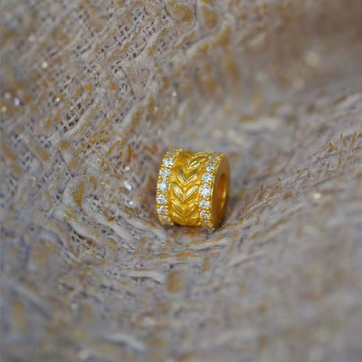 古法黄金点钻系列 足金满钻金穗子路路通吊坠 商品图1