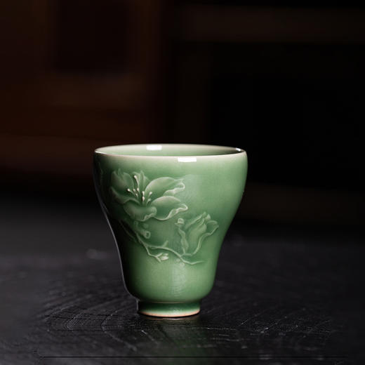 龙泉青瓷严少英玉兰闻香杯茶杯梅子青茶具陶瓷品茗杯主个人饮杯高档功夫茶道 商品图0
