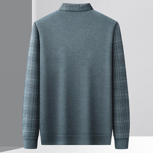 【加绒加厚】罗蒙秋冬男装加绒加厚衬衫领假两件慵懒毛衣男冬季针织衫 商品图9