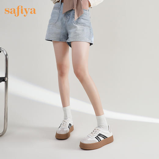 Safiya/索菲娅2024春季新品 网红厚底百搭条纹系带休闲复古德训鞋 SF41112032 商品图5