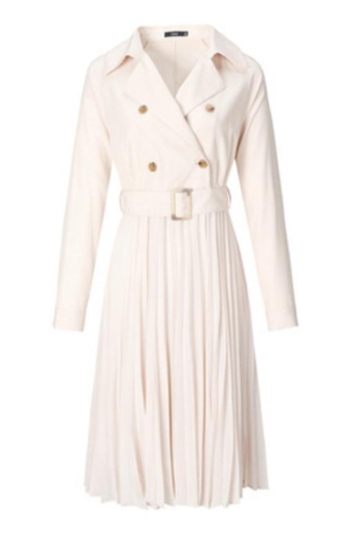 Y.SING衣香丽影 米色风衣式百褶连衣裙 9651 商品图4