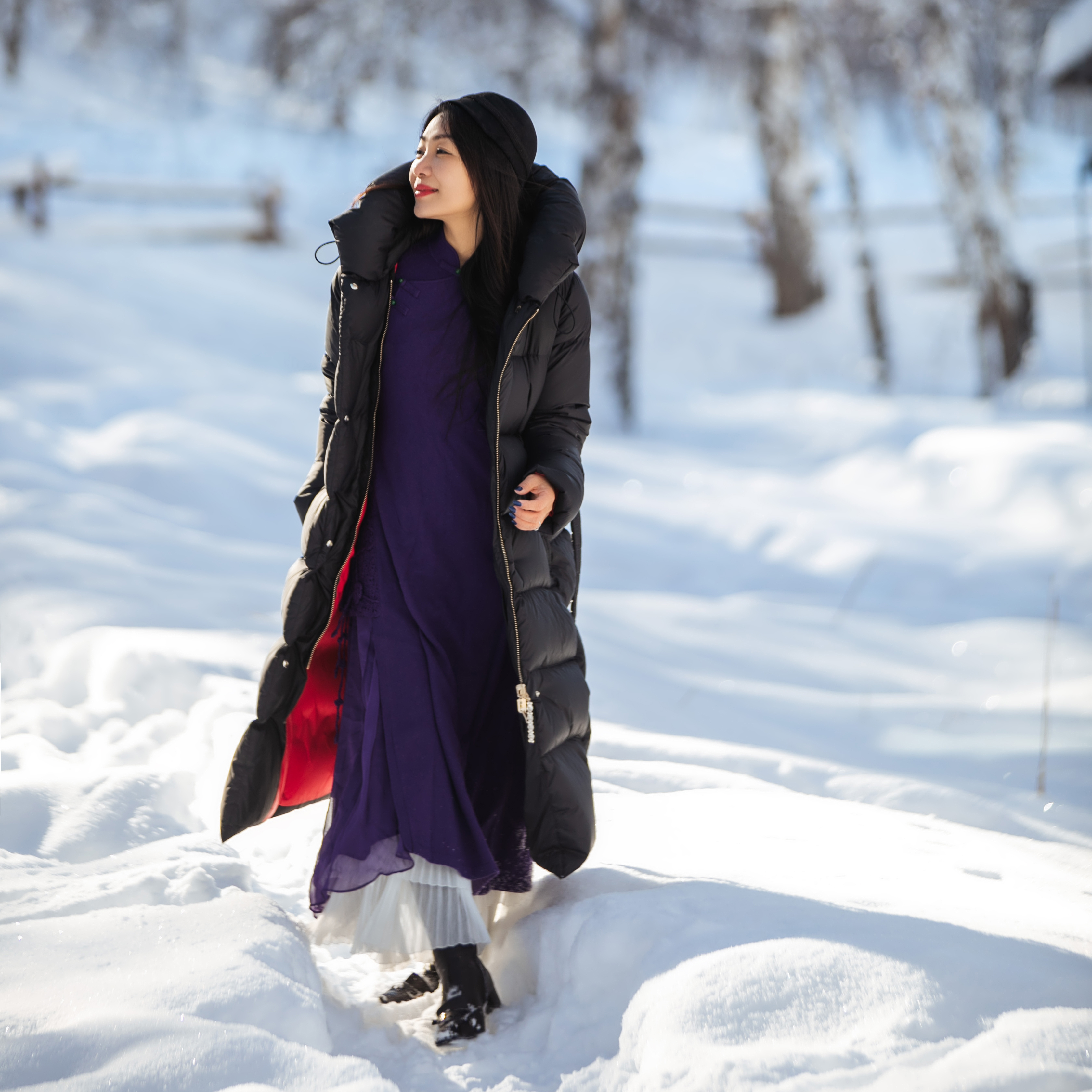 【林栖设计小店】【现货】（适合气温-30°至8°）【袄】95鹅绒羽绒服两穿传统保暖连帽2023秋冬新品外套女1934041