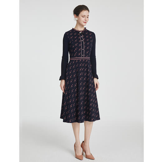 司歌针织弹力连衣裙冬厚毛织长袖收腰显瘦A881057 商品图4