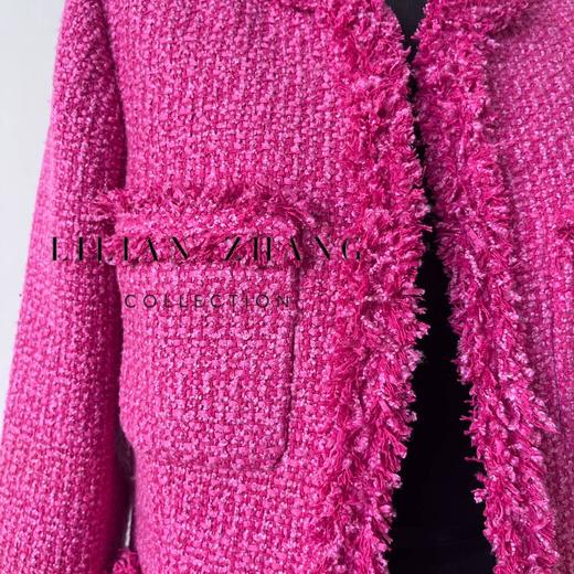 Lady挚爱、中GU风、名媛粗花呢小香外套玫红色短款短外套 2205043 商品图4