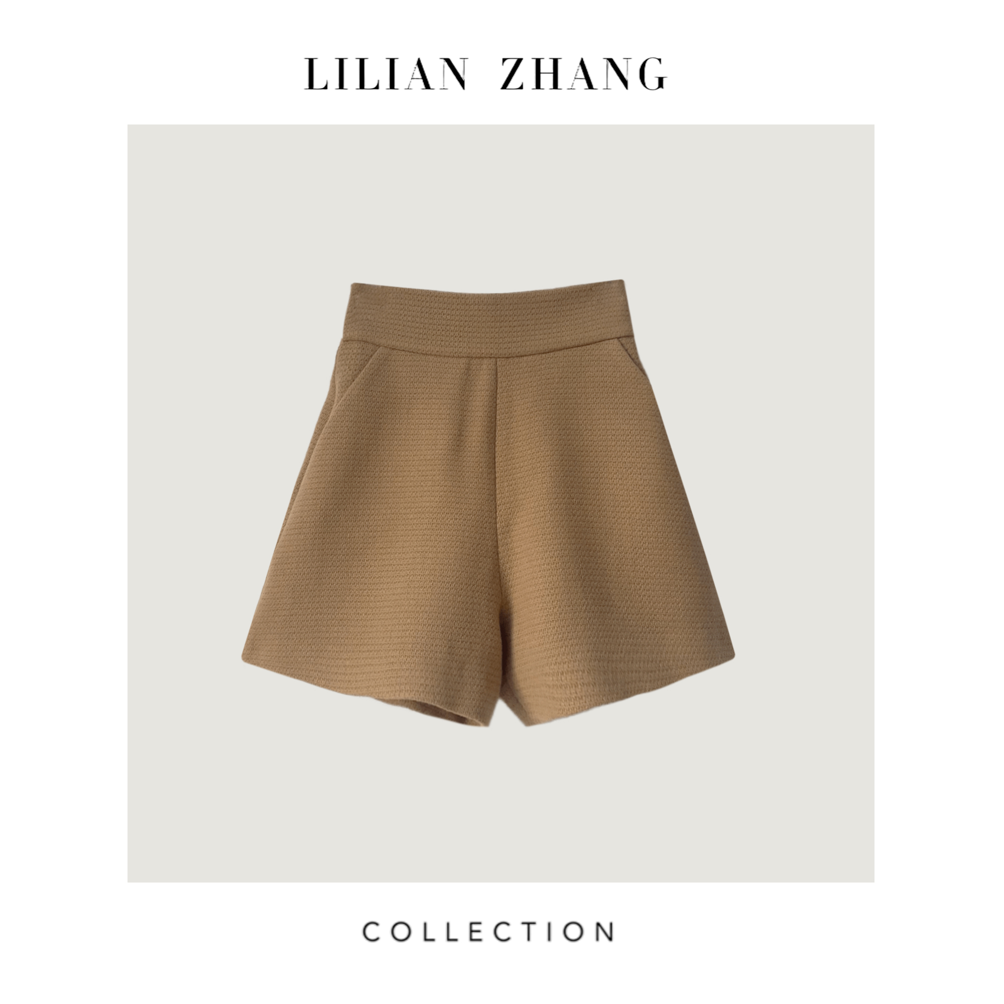 2304106-定制——都市力量——至简新潮——秋冬中高腰ins毛呢短裤宽松