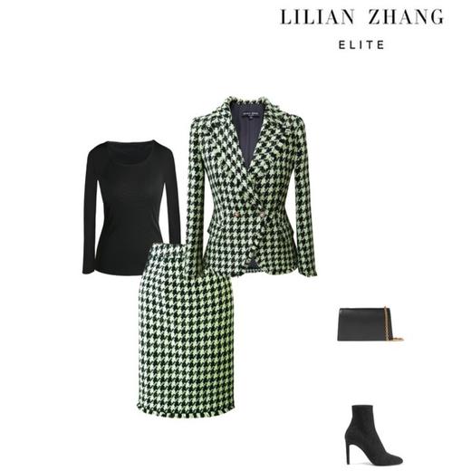 定制-复古风格--千鸟格-羊毛修身显瘦 小香风 半身包臀裙 2003015 商品图3