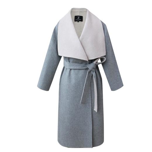 法式复古——慵懒感贵妇大翻领双面咩咩绒撞色女士冬季大衣 2006005 商品图0