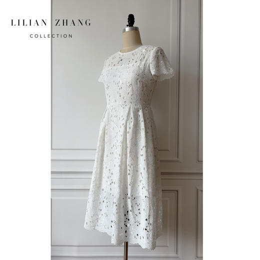 定制—镂空刺绣—法式浪漫—轻奢宫廷风温柔优雅连衣裙收腰2301057 商品图3