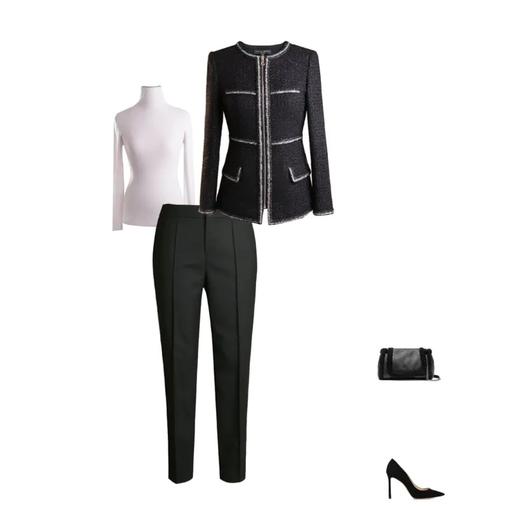 定制—"名媛风"黑色拉链 时尚修身通勤显瘦小香风外套   1705056 商品图2