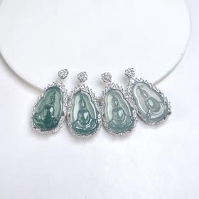 翡翠吊坠-全包荷花悟道