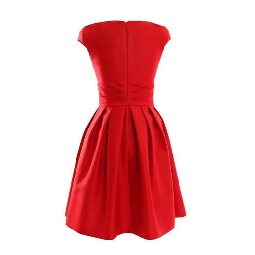 V领A摆丝毛小礼服连衣裙-优雅轻奢聚会红色华丽风礼服裙 1501108 商品图1