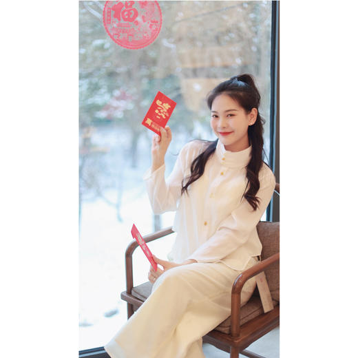 【线上专属】【贺春系列】高领中式衬衫（24710036-丝白D537/D560） 商品图0