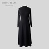 黑色圆舞曲—舒适极简半高领修身长裙 - 优雅通勤连衣裙 2201100 商品缩略图0