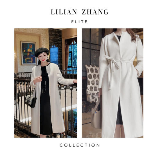 冬季定制—安妮的大衣—白色呢大衣束腰中长款羊毛羊绒大衣 2006020 商品图0