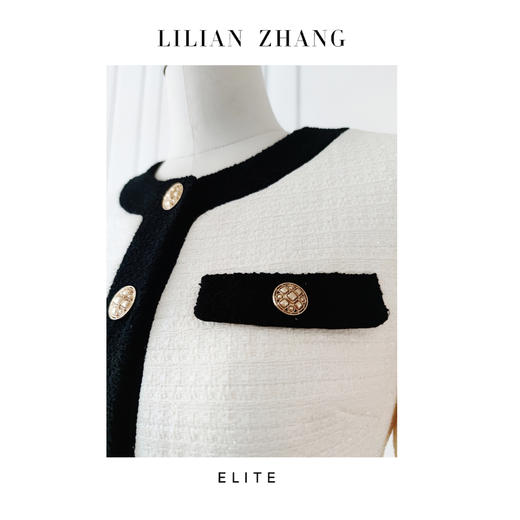 ELITE定制—时尚轮回——轻奢名媛——经典小香风黑白拼色上衣 2305028 商品图2