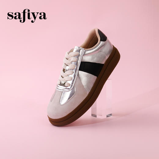 Safiya/索菲娅2024春季新款潮流街头透气百搭复古拼色厚底德训鞋 SF41112034 商品图9