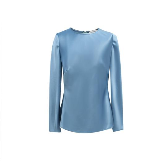 多巴胺风格衣服-缎面长袖衫-气质修身打底-圆领女式 上衣 2102042 商品图0
