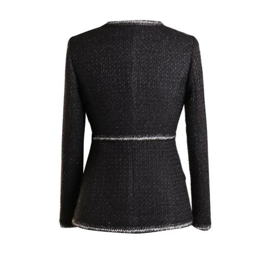 定制—"名媛风"黑色拉链 时尚修身通勤显瘦小香风外套   1705056 商品图1