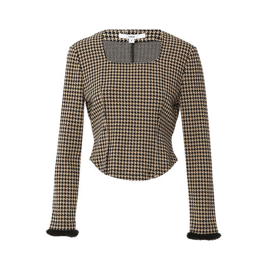 VIMAGE纬漫纪冬季新款时尚修身方领格子百搭上衣V2013617 商品图5