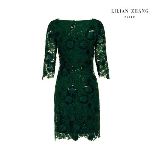 高奢定制 - 纯手工无缝七分袖蕾丝优雅重工小礼服连衣裙  1501104 商品图2