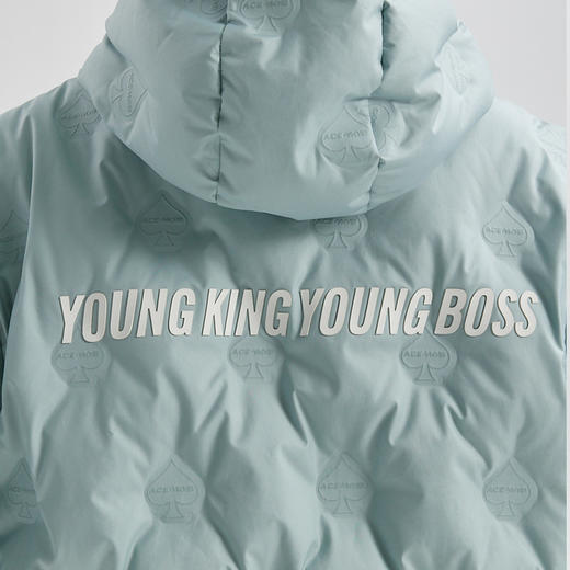 YKYB连帽羽绒服冬季新款潮牌上衣街头休闲黑桃压花夜光宽松外套 商品图2