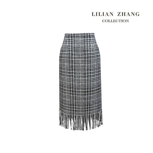 复古英伦风潮-格纹流苏  长款半裙-优雅包臀秋冬气质 时尚2103039 商品图0