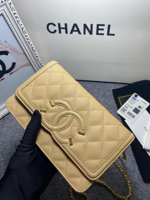 秋冬特惠💰920 原单香奈儿 Chanel Woc细球纹小牛皮链条包 多功能时尚链条跨包82003 手拿斜挎通用 金扣 尺寸19cm 商品图3