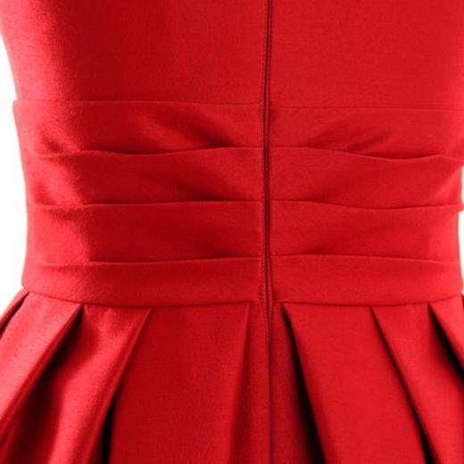 V领A摆丝毛小礼服连衣裙-优雅轻奢聚会红色华丽风礼服裙 1501108 商品图3