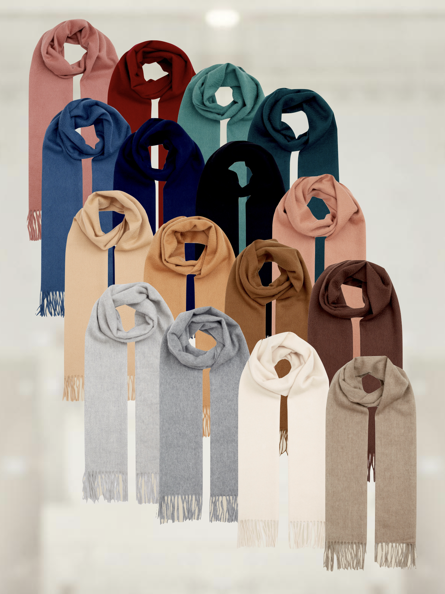 阿拉善白绒纯山羊绒水波纹围巾「纯色12款」