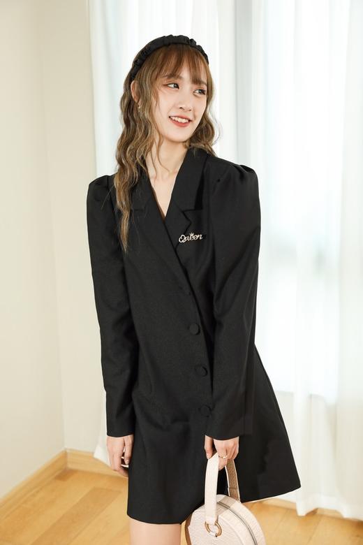 amadella 黑色翻领泡泡袖连衣裙（无腰带） 13511 商品图0