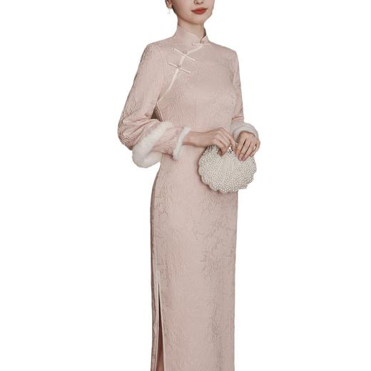 RZY 8028锦棉长款旗袍中式复古优雅气质款旗袍裙 商品图4