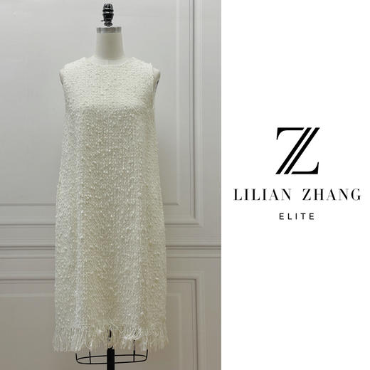 轻礼服、好莱坞艺术风-肌理粗纺流苏轻奢无袖马甲连衣裙 2101051 商品图0