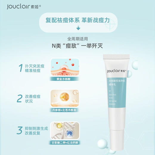 【正品直售】素姬水杨酸控油净痘精华乳祛痘痘青春痘清痘膏男女通用 商品图1